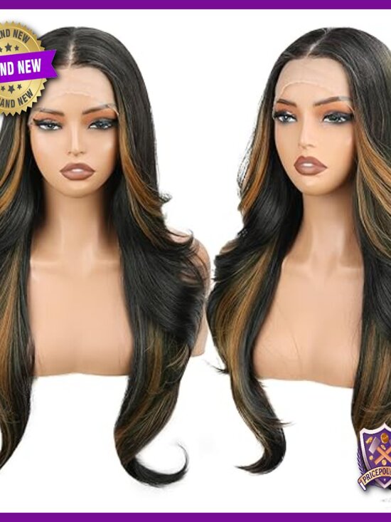 26 Inch Synthetic Lace Front Wig 13x4 HD Transparent Glueless Body Wave